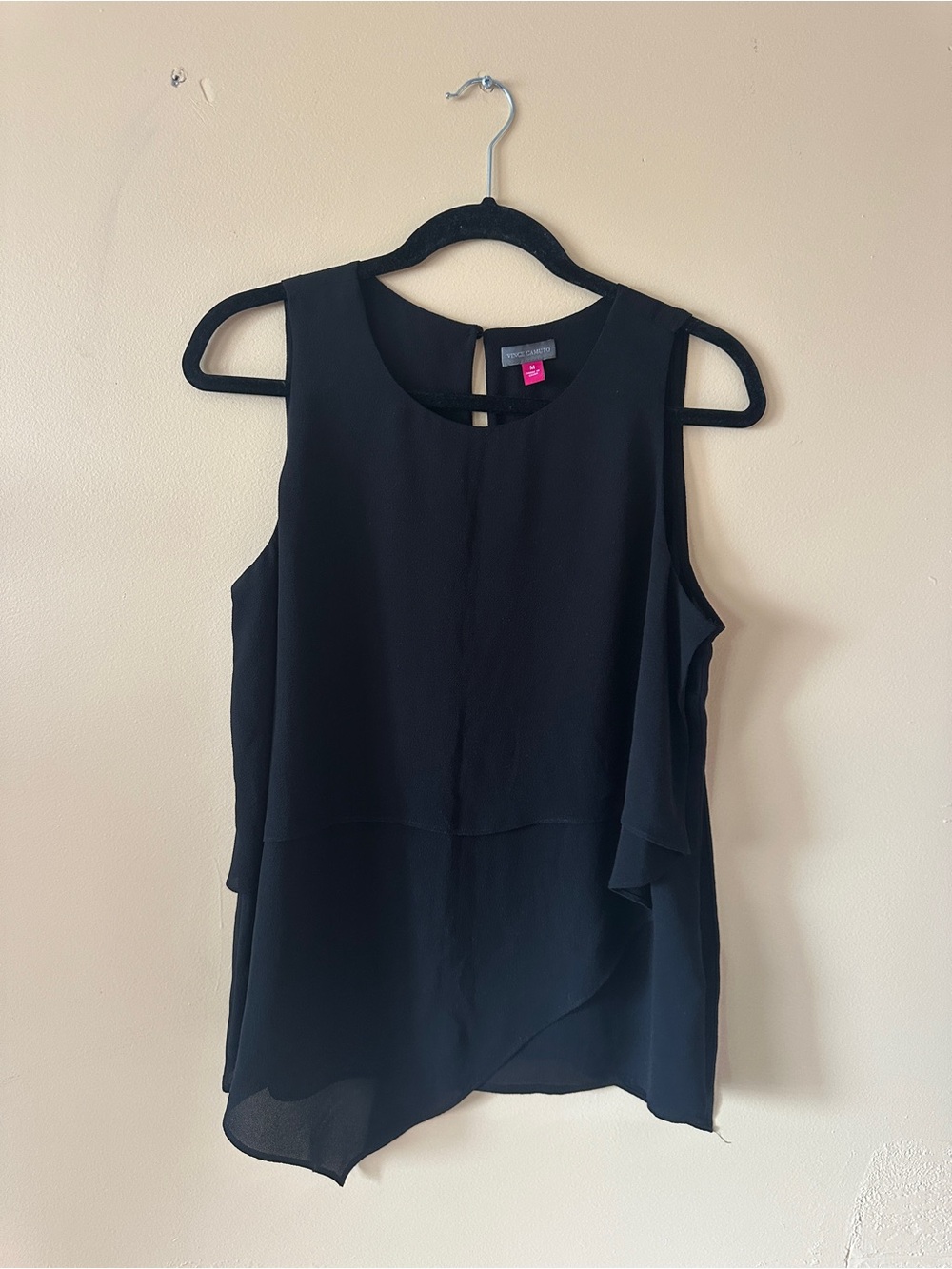 Vince Camuto Layered Black Sleeveless Blouse | Size Medium